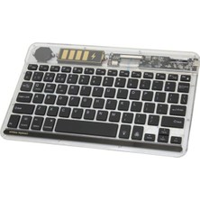 ZR612 Taşınabilir Ultra Ince iPad Tablet Laptop Uyumlu Rgb Işıklı Şeffaf Bluetooth Klavye
