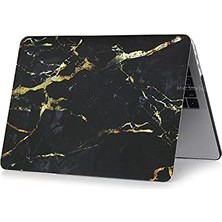 MacBook Pro 13 Inç Kılıf A1425 A1502 Uyumlu Sert Kapak Hard Case Koruyucu Retina 13 Laptop Kılıfı Siyah Mermer Desenli Ince Hafif Tam Koruma Siyah