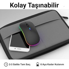 Infomax Kablosuz Mouse, Çift Modlu (Bluetooth 5.0 + 2.4ghz Usb) Şarj Edilebilir Rgb Işıklı Sessiz Mouse, Pc, Laptop, Macbook, Tablet, Ipad, Telefon Uyumlu (Bgms, Siyah)