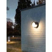 15W Modern Tasarım LED Aplik Iç ve Dış Mekan Duvar Lambası Cata Dominik 3200K Gün Işığı Bahçe Duvar Apliği (Yuvarlak)