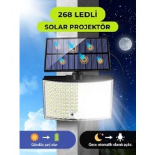 268 Led'li Solar Projektör 60W Güneş Enerjili 5 mt Kablo Sensörlü Kumandalı Heroled Dış Mekan Aydınlatma IP65