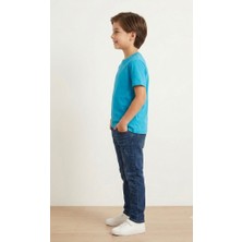 Erkek Çocuk Mavi T-Shirt | Yüksek Kalite %100 Pamuklu Dokuma