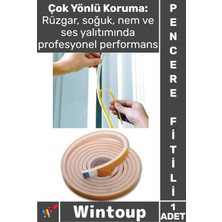 Wintoup #fitil 9 Metre Pencere Izolasyon Bandı Yapışkanlı Cam Isı Yalıtım Süngeri Rüzgar Soğuk Kesici Fitil