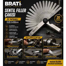 BRATİ HAND TOOLS 20 Yapraklı Sentil Filler Çakısı 0,05-1X100MM