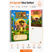 Morinna Super Bear Adventure Temalı A4 Spiralli Okul Defteri 60 Yaprak Kareli Dftkr-02