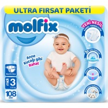 Molfix Bebek Bezi 3D 3 Beden Midi 4-9 kg 108LI Ultra Fırsat Paketi