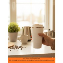 Hızlı Çeyiz 304 Pazlanmaz Çelik 500 ml Kaydırmaz Lastikli Termos Bardak Mug Araç Kahve Çay Thermos 549