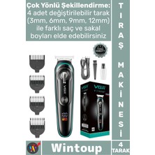 Wintoup #tıraşmakinesi Premium Saç Sakal Siyah Kablosuz T Bıçak Sıfır Kesim LCD Ekran Şarjlı Tıraş Makinesi