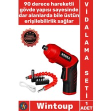 Wintoup #vidalama 3.6V Lityum Iyon 11 Parça Aksesuarı 90 Derece Hareketli Gövde Kompakt Güçlü Akülü Vidalama