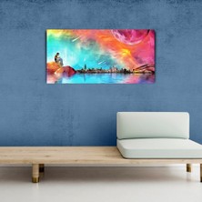 İşsevenler Deniz , Ay ve Şehir Silüeti Kanvas Tablo 60 x 120