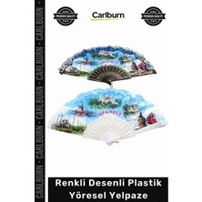 Carlburn #yelpaze Hediyelik Geleneksel Otantik Dayanıklı Kaliteli Renkli Desenli Plastik Yöresel Yelpaze