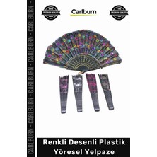 Carlburn #yelpaze Hediyelik Geleneksel Otantik Dayanıklı Kaliteli Renkli Desenli Plastik Yöresel Yelpaze