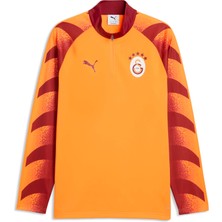 Puma Erkek Sarı Puma Gsk Warm Up 1/4 Zip Top Galatasaray Erkek Fermuarlı Dar Kesim Üst