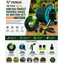 Venoa Meteor VDV40 Kırılmaz Örgülü Makaralı Bahçe Su Hortumu 40 mt 6 Parça