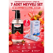 Chevron Çilek Aromalı Yenilebilir Su Bazlı Kayganlaştırıcı Jel 250 ml + 7 Adet Meyve Aromalı Jel Seti