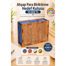 Yupulu Parabox - Hedef Kutusu 10.000TL Kumbara Ahşap Para Biriktirme Hedef Kutusu Hediyelik Ürünler Karışık Renk