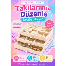 Lizbon Center Kadife Kaplamalı Şeffaf Takı Kutusu Çekmeceli Saat Yüzük Kolye Organizeri