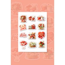 To Design Lab Love Sevgililer Günü Sticker Seti 10 Aynı Sayfa 120 Adet Sticker | Minimal Sticker