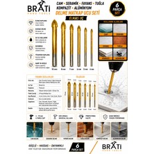 BRATİ HAND TOOLS Cam Seramik Fayans Tuğla Kompazit Alüminyum Delme Matkap Ucu Seti Elmas Uç 6 Parça 4mm - 10 mm