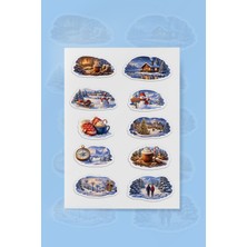 To Design Lab Kış Temalı 2 Farklı Sticker Set 110 Adet Sticker 11X15 cm | Minimal Sticker