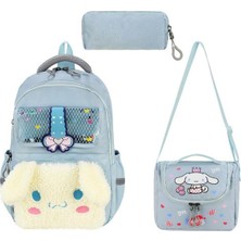 Baginn 3'lü Ilkokul Çantası Beslenme Çantası Kalem Kutusu Ortopedik 40*30 cm Kız Çocuk Ilk Okul Çantası