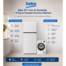 Beko Xl Konfor Paketi  477 Litre Xl Buzdolabı + 8 kg Isı Pompalı Kurutma Makinesi