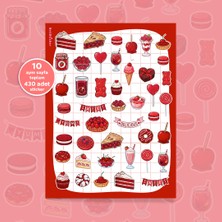 To Design Lab Kırmızı Temalı 10 Aynı SAYFA/430 Adet Minik Sticker Seti 11X15 cm