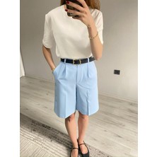 Nice Boutique Yüksek Bel Duble Kumaş Bermuda Şort