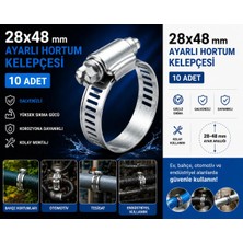 BRATİ HAND TOOLS Ayarlı Hortum Kelepçesi Ayarlı 28X48 mm Galvenizli Boru Metal Kelepçe Ayarlanabilir Klips 10 Adet
