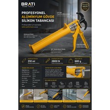 BRATİ HAND TOOLS Profesyonel Alüminyum Gövde Silikon Tabancası