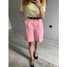 Nice Boutique Yüksek Bel Duble Kumaş Bermuda Şort