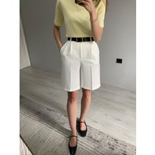 Nice Boutique Yüksek Bel Duble Kumaş Bermuda Şort