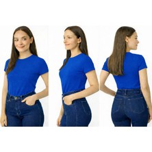 İngegno Body Bisiklet Yaka Yarım Kol Örme Kumaş Viskon Body Kadın