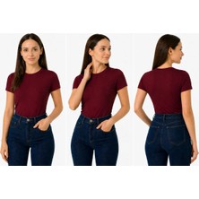İngegno Body Bisiklet Yaka Yarım Kol Örme Kumaş Viskon Body Kadın