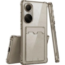 HANPORIUM Huawei Nova 9 Se Uyumlu Kartlıklı Kılıf Darbe Emici Köşe Korumalı Cüzdanlı Esnek Silikon Kapak - Füme