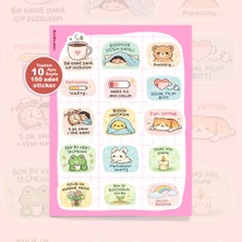 To Design Lab Düşük Enerji Sticker Seti (Tatlı & Günlük Mood) 10 Aynı SAYFA/150 Adet Sticker Seti