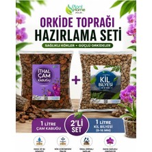 Hüskon Ticaret Oekide Toprağı Hazırlama Seti 2'li - 1 Litre Ithal Çam Kabuğu + 1 Litre Kil Bilyesi (8-16MM) Orkide Dikim ve Saksı Değişim Seti