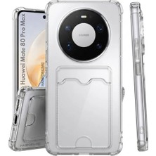 HANPORIUM Huawei Mate 80 Pro Max Uyumlu Kartlıklı Kılıf Darbe Emici Köşe Korumalı Cüzdanlı Esnek Silikon Kapak - Şeffaf