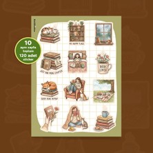 To Design Lab Book Lover Sticker Seti 120'LI 10 Aynı Sayfa | Vintage Kitap Temalı Dekoratif Sticker
