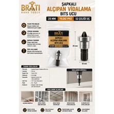 BRATİ HAND TOOLS Şapkalı Alçıpan Vidalama Bits Ucu 25 mm Yıldız Ph2 S2 Çeliği Uç