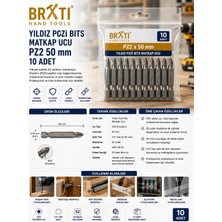 BRATİ HAND TOOLS Yıldız Pozi Bits Matkap Ucu Pz2 50 mm 10 Adet