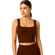 İngegno Body Kadın %95 Viskon Ring Örme Kumaş Kare Yaka Askılı Body
