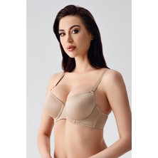 NEWBRA LINGERIE Kadın Kaplı Balenli/telli Desteksiz C Cup Büyük Beden Sütyen - Camel