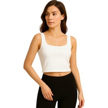 İngegno Body Kadın %95 Viskon Ring Örme Kumaş Kare Yaka Askılı Body