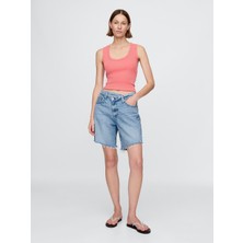 Gap Kadın Mavi 8" Mid Rise '90s Loose Denim Bermuda Şort
