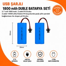 Mete 2 Adet 3.7 Volt 1800 Mah 14500 (Aa Kalem Pil Boyutunda) Lityum-Ion Uzaktan Kumandalı Araç Pili Siyah Soketli 2 Pinli (JSTSM2P) Oyuncak Araba Pili