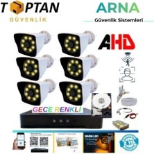 Aletools 6 Kameralı 5mp Lens 1080P Warm LED Gece Renkli 1 Tb HDD Dahil Güvenlik Seti