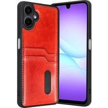 Aletools   Samsung Galaxy A07 4g Sara Kartvizitli Deri Kılıf - Kırmızı