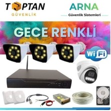 Aletools 3 Dış 1 Iç 4 Kameralı Gece Renkli Wıfı Ozellikli 4 Tb HDD Dahil Güvenlik Kamera Seti