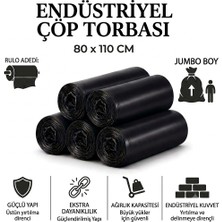 Liva Ambalaj Jumbo Boy Endüstriyel Çöp Poşeti 80X110 cm 50'li - 400 Gram Ağır Hizmet Tipi Kalın Torba